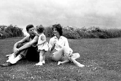 Kennedy family on beach, Hyannis Port, 1959