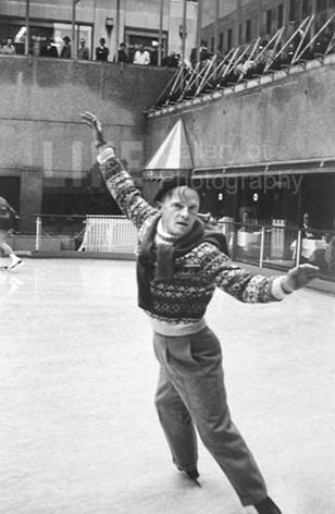 Truman Capote ice skating in Rockefeller Center, 1959