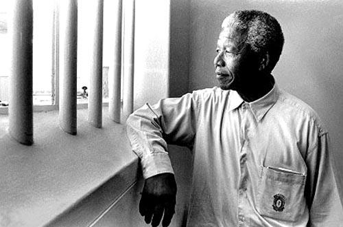 Mandela's return to his Cell on Robben Island 1994<br/>