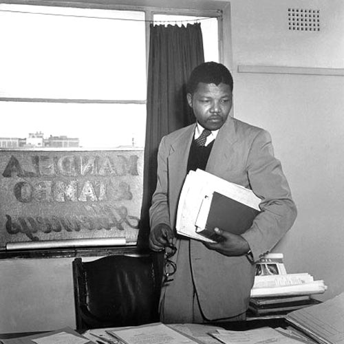Nelson Mandela in his Law office which he shared with Oliver Tambo 1952