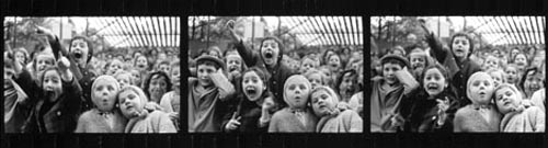 Enlarged negative strip of Children at a puppet theater, Paris, 1964