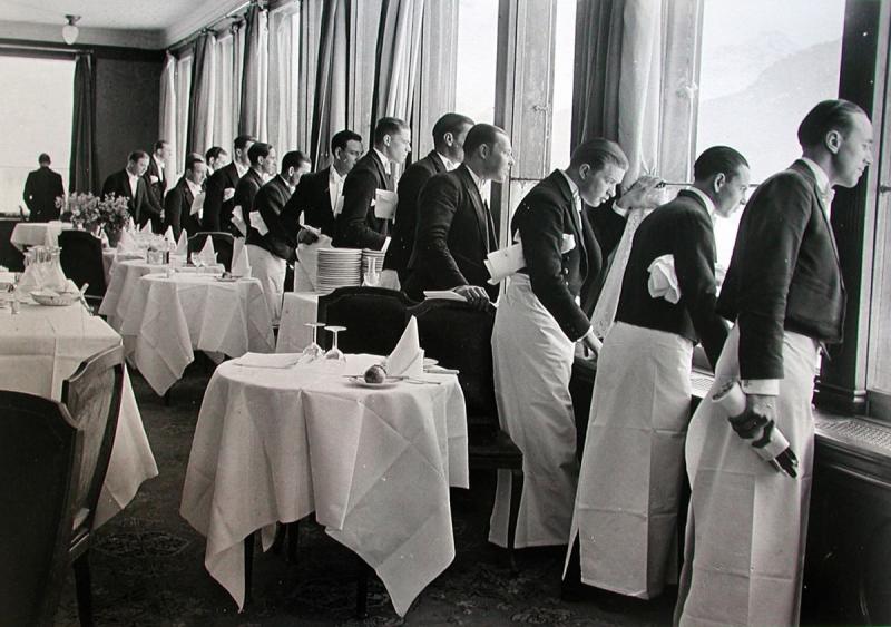 Alfred Eisenstaedt Waiters watching Sonya Henie skate, St. Moritz, 1932  Please contact Gallery for price