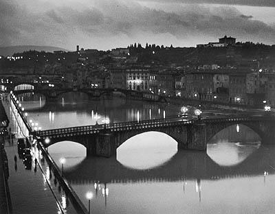 Photo: Night scene, River Arno, Florence, Italy, 1934 Gelatin Silver print #504
