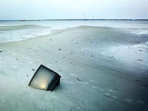 In Katrina's Wake: TV in sand<br/>