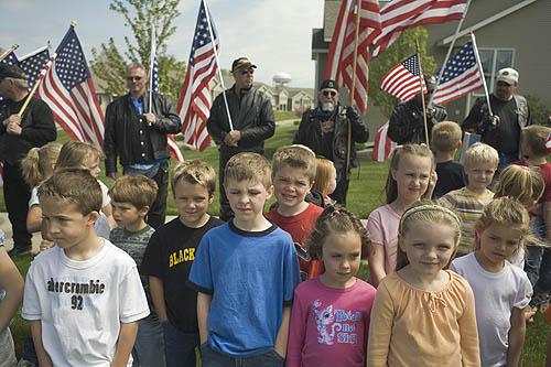 Photo: Patriot Guard with local children, Hudsonville, Michigan, 2006 Archival Epson Print #670