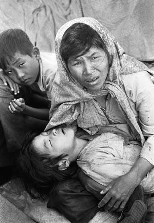 Boat of no smiles, Vietnamese Refugees, Gulf of Siam, Thanksgiving Day,1977 Vintage Gelatin Silver Print