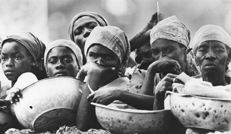 Haitian Women waiting for food, 1976