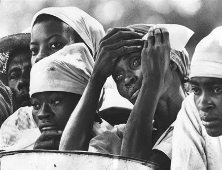 Photo: Haitian Women waiting for food, 1976  Vintage Gelatin Silver Print #824