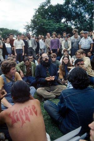 Allen Ginsberg at protests outside Democratic Convention,Chicago,1968<br/>