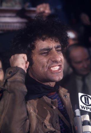 Abbie Hoffman at protests outside Democratic Convention, Chicago,1968<br/>