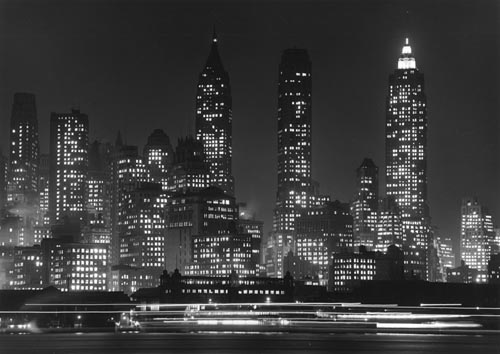 New York at night, c. 1940s