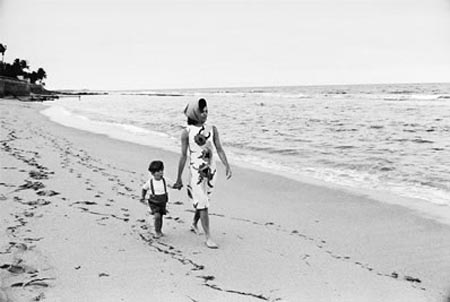 Jackie and John Jr. out for a stroll in 1963, Palm Beach, Florida