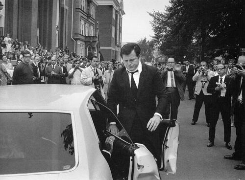 Edward Kennedy arriving for Mary Jo Kopechne's funeral, 1969 Gelatin Silver print