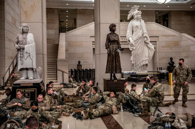 National Guardsmen rest in Capitol after insurrection