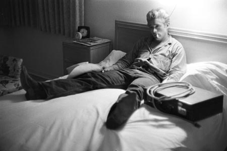 James Dean in his room during the filming of 